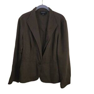 Talbots NWOT Army Green Felted Wool Blend 1 Button Blazer Size 16